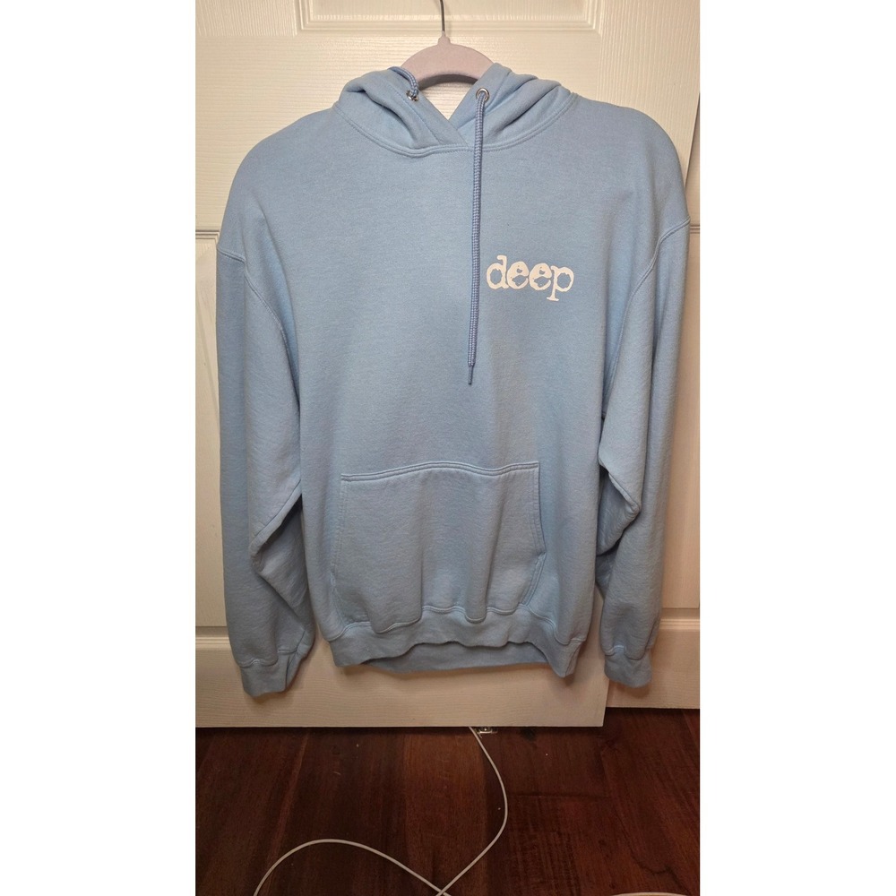 Deep Apparel Mens Whale Shark Graphic Hoodie Light Blue Sweatshirt Size M